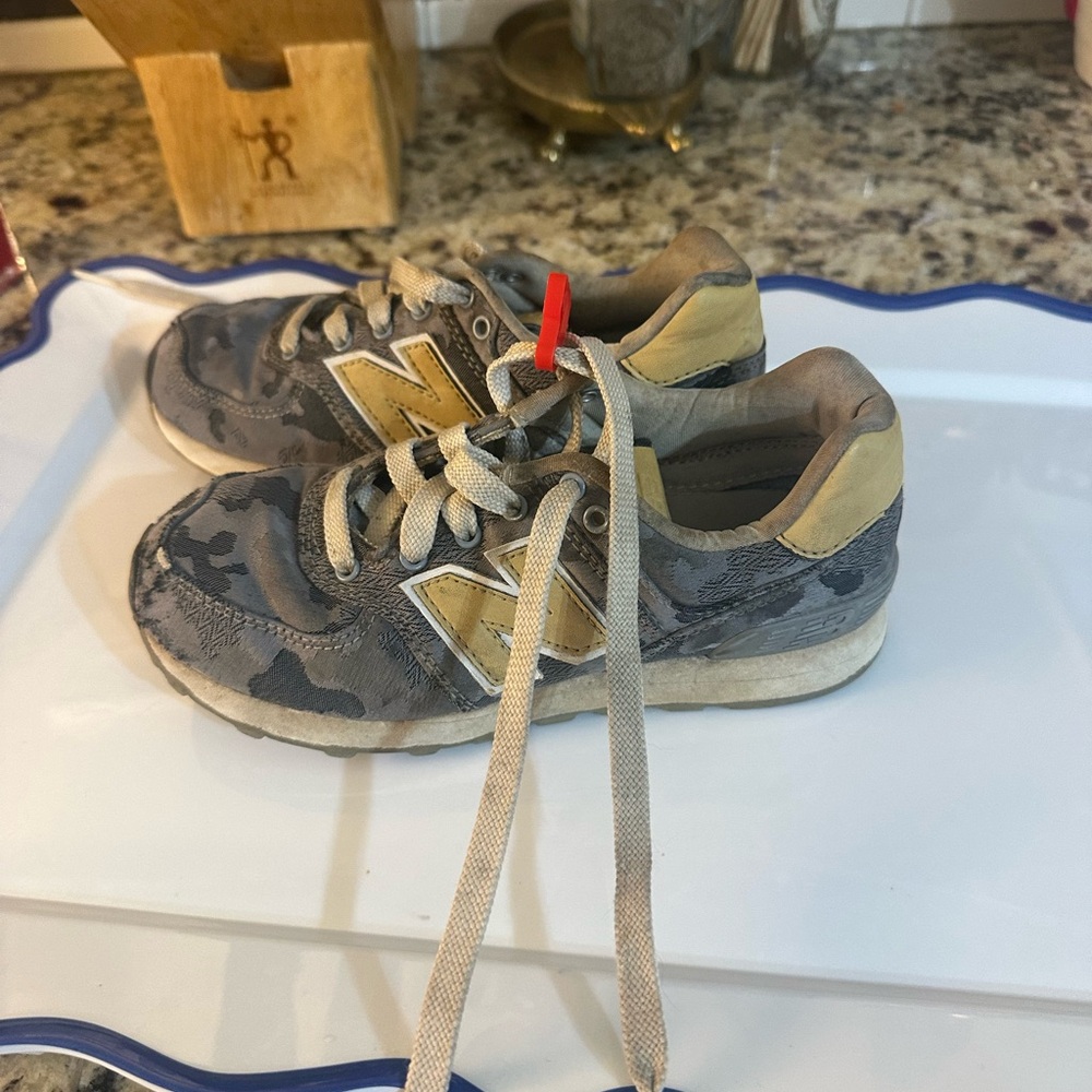 New Balance Kids' Gray and Tan camo Sneakers